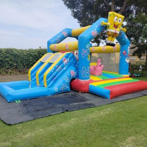 Castillo hinchable Bob con tobogán doble y zona de salto